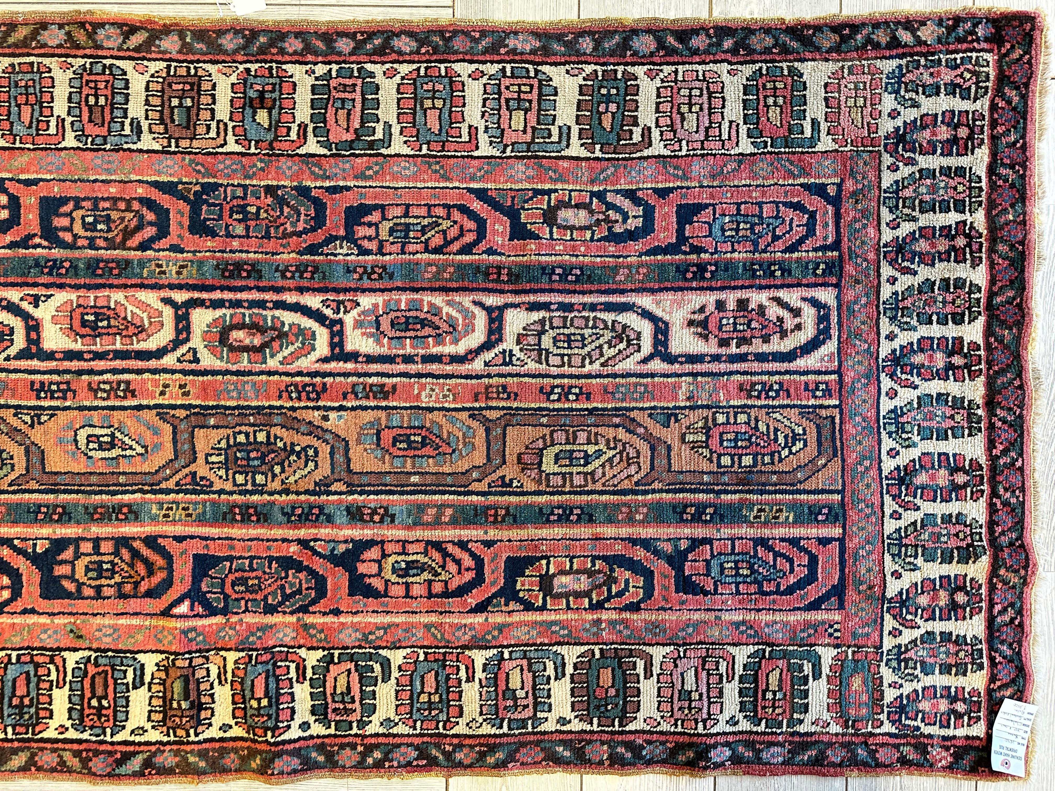 1880's Antique Gendje Shahsavan Paisley Boteh Runner Rug 3’4” X 8’4”