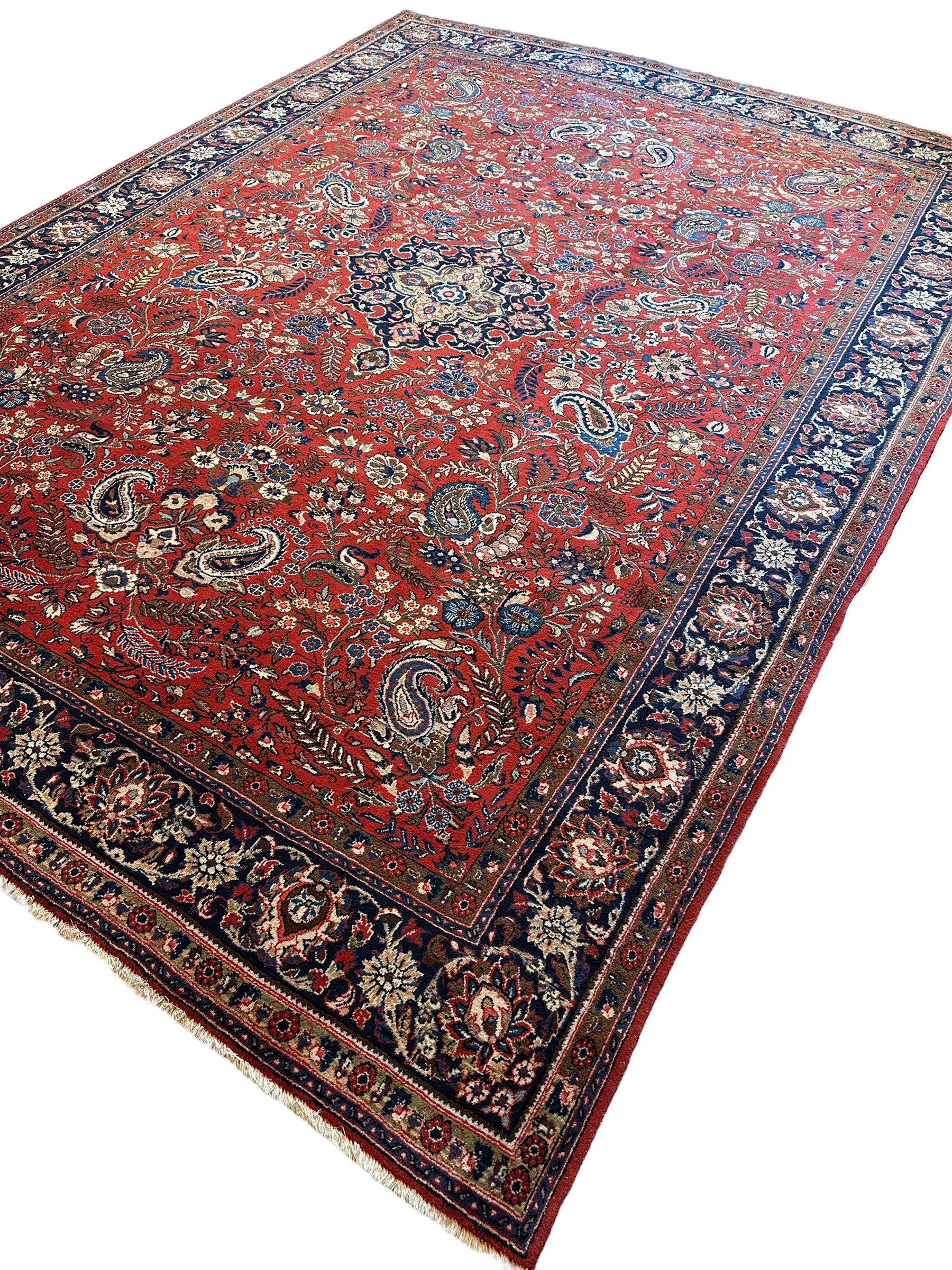 1940s Persian Yazd Area Rug 7’11” X 10’10″