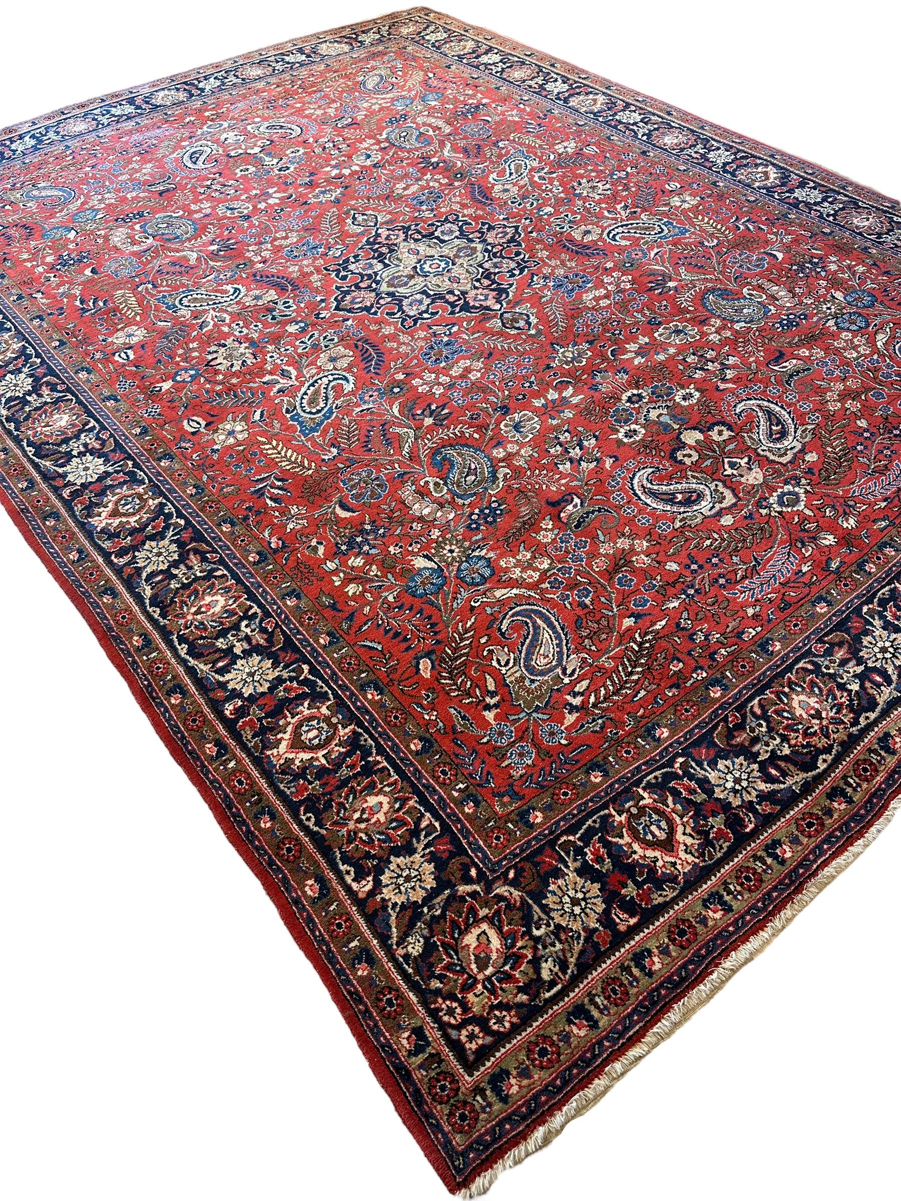 1940s Persian Yazd Area Rug 7’11” X 10’10″