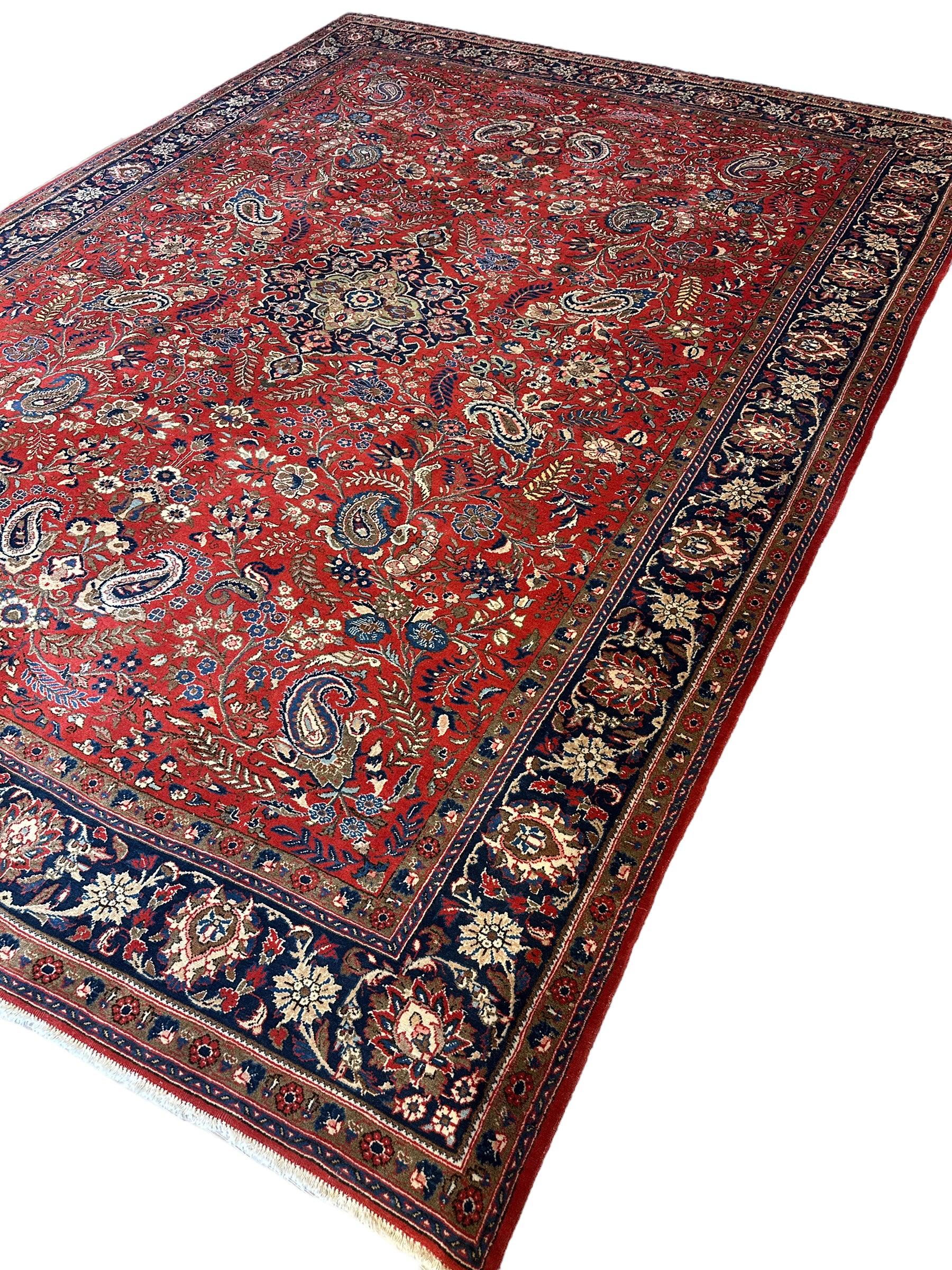 1940s Persian Yazd Area Rug 7’11” X 10’10″