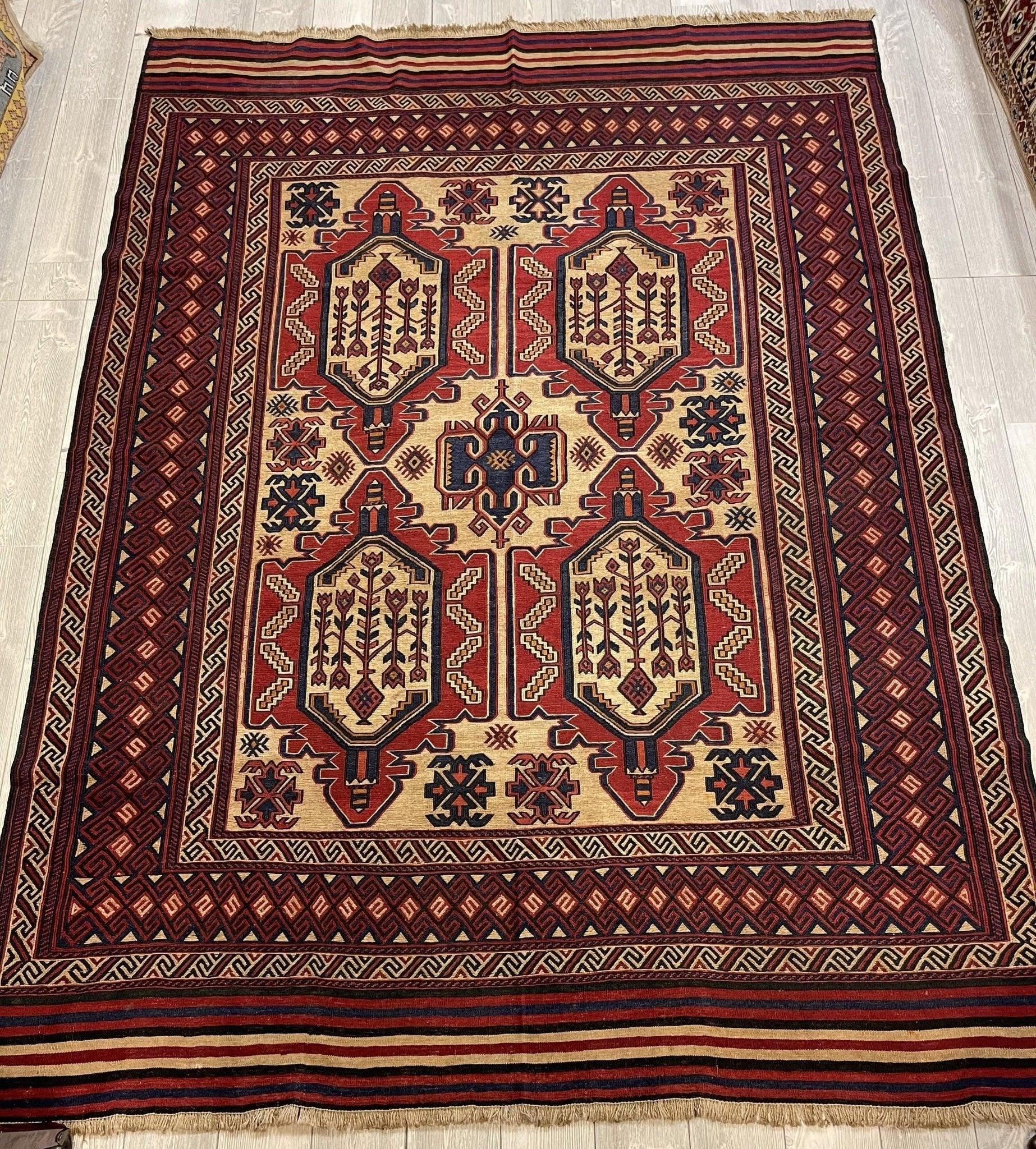 Afghani Area Soumak Kilim Rug 7x10 Ft