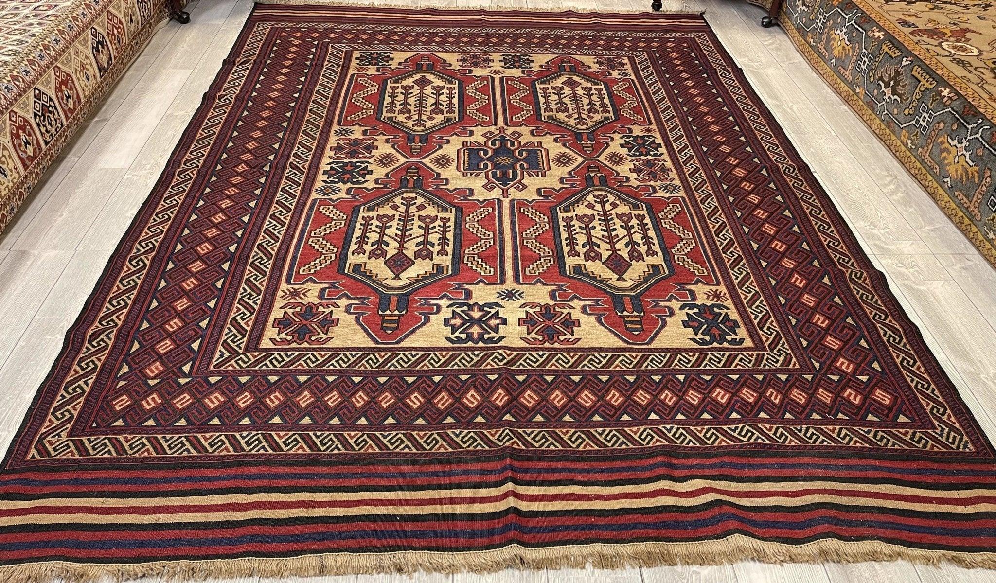 Afghani Area Soumak Kilim Rug 7x10 Ft